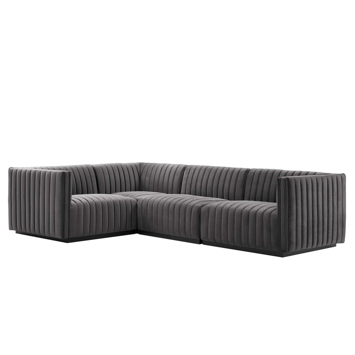 Conjure Channel Tufted Performance Velvet 4-Piece Sectional