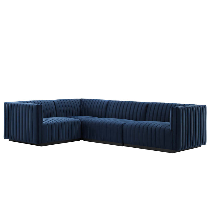 Conjure Channel Tufted Performance Velvet 4-Piece Sectional