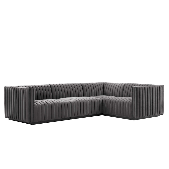 Conjure Channel Tufted Performance Velvet 4-Piece Sectional