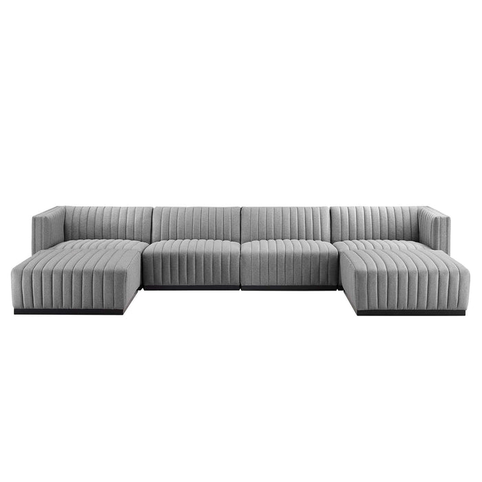 Conjure Channel Tufted Upholstered Fabric 6-Piece Sectional Sofa