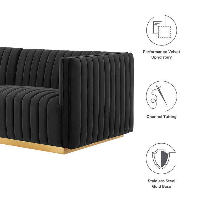 Conjure Channel Tufted Performance Velvet Sofa