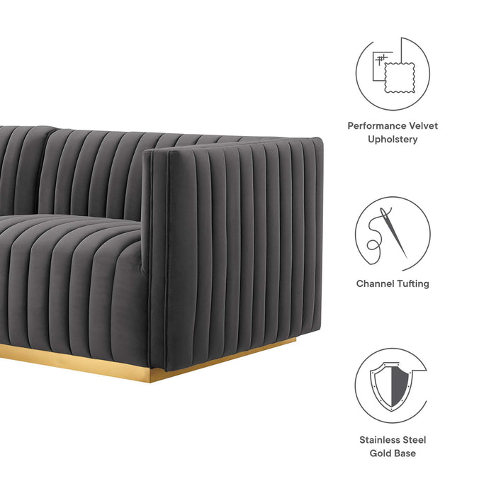 Conjure Channel Tufted Performance Velvet Sofa