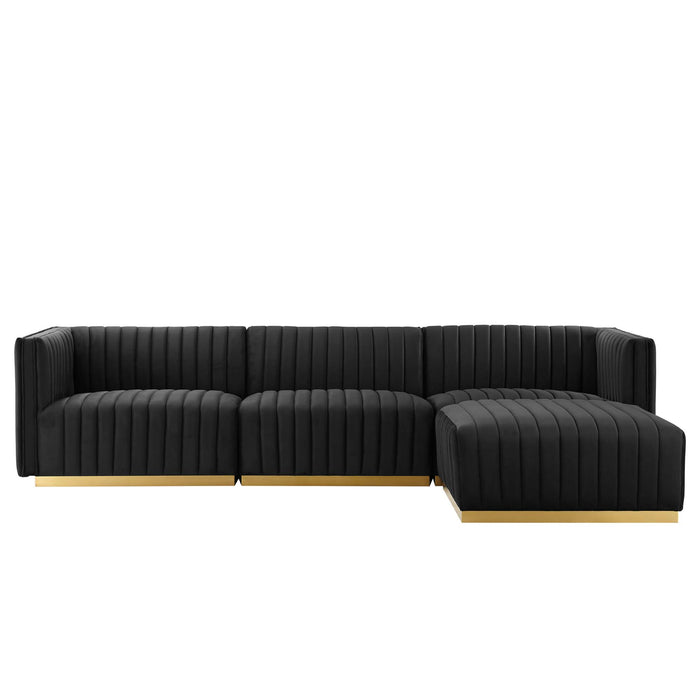 Conjure Channel Tufted Performance Velvet 4-Piece Sectional