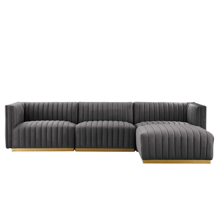 Conjure Channel Tufted Performance Velvet 4-Piece Sectional