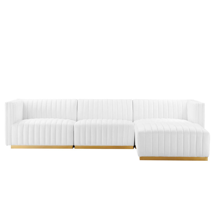 Conjure Channel Tufted Performance Velvet 4-Piece Sectional