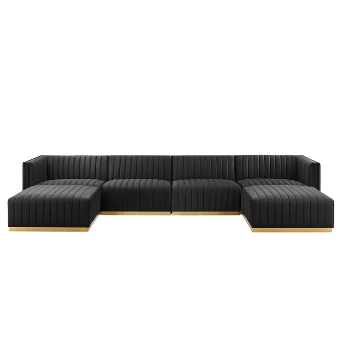 Conjure Channel Tufted Performance Velvet 6-Piece Sectional