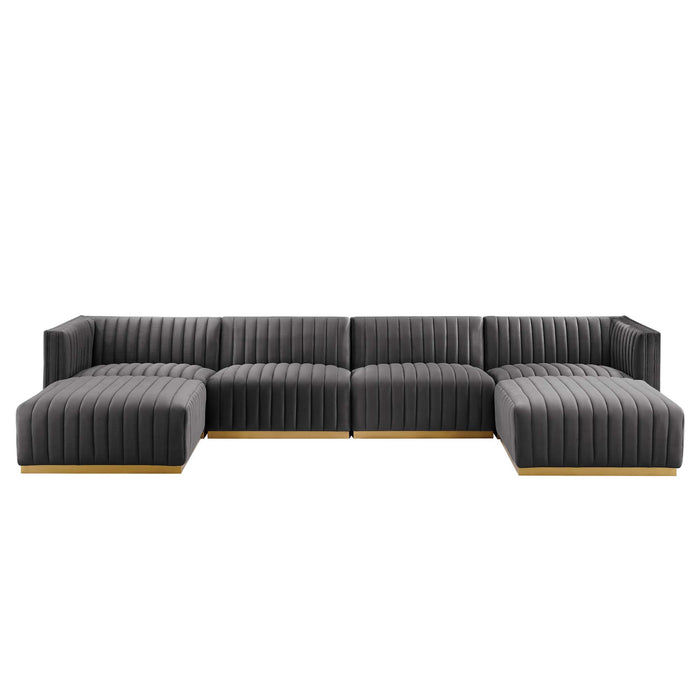 Conjure Channel Tufted Performance Velvet 6-Piece Sectional