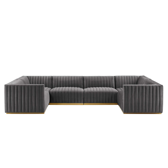 Conjure Channel Tufted Performance Velvet 6-Piece U-Shaped Sectional