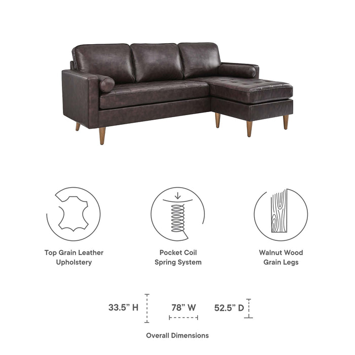 Valour 78" Leather Apartment Sectional Sofa