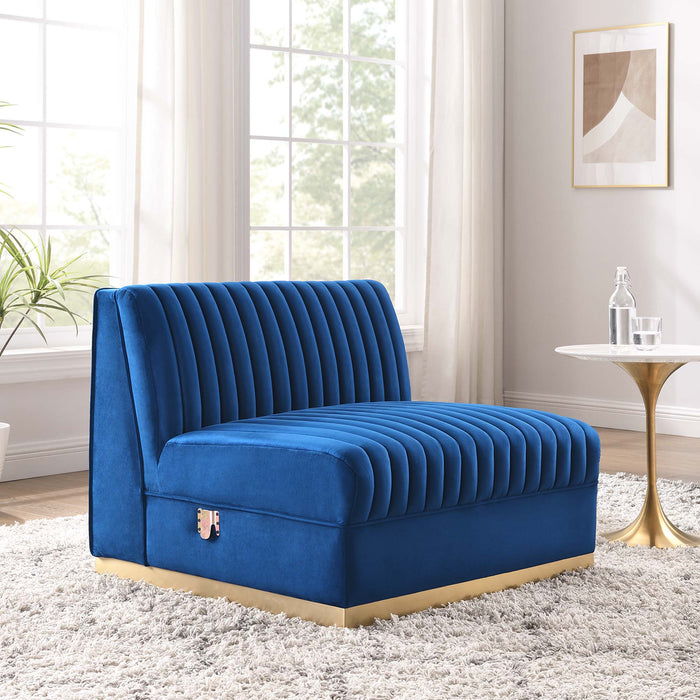 Sanguine Channel Tufted Performance Velvet Modular Sectional Sofa Armless Chair