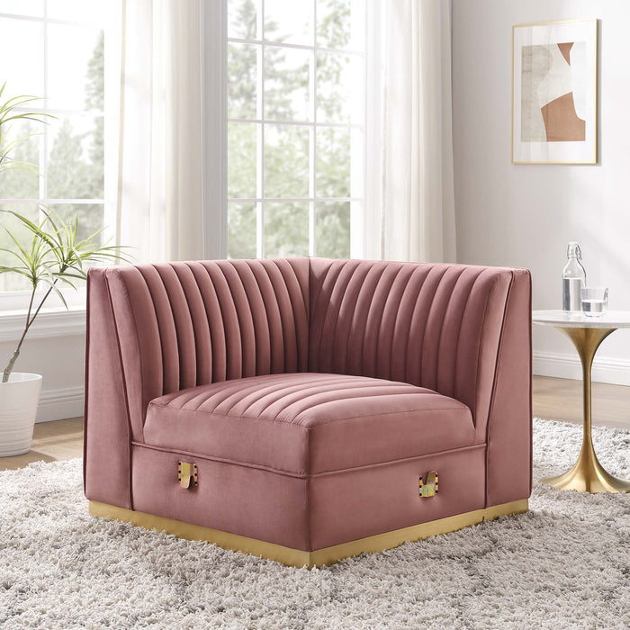 Sanguine Channel Tufted Performance Velvet Modular Sectional Sofa Left Corner Chair