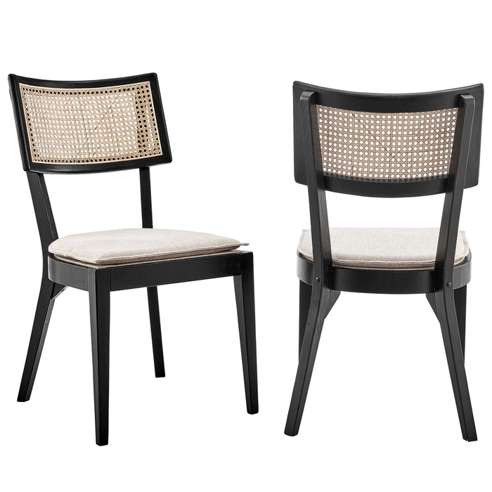 Caledonia Fabric Upholstered Wood Dining Chair Set of 2