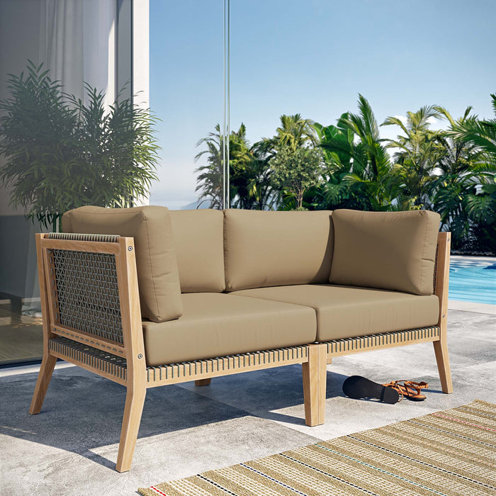 Clearwater Outdoor Patio Teak Wood Loveseat