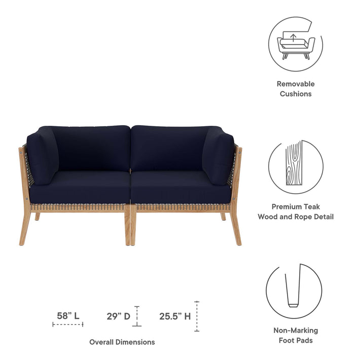 Clearwater Outdoor Patio Teak Wood Loveseat