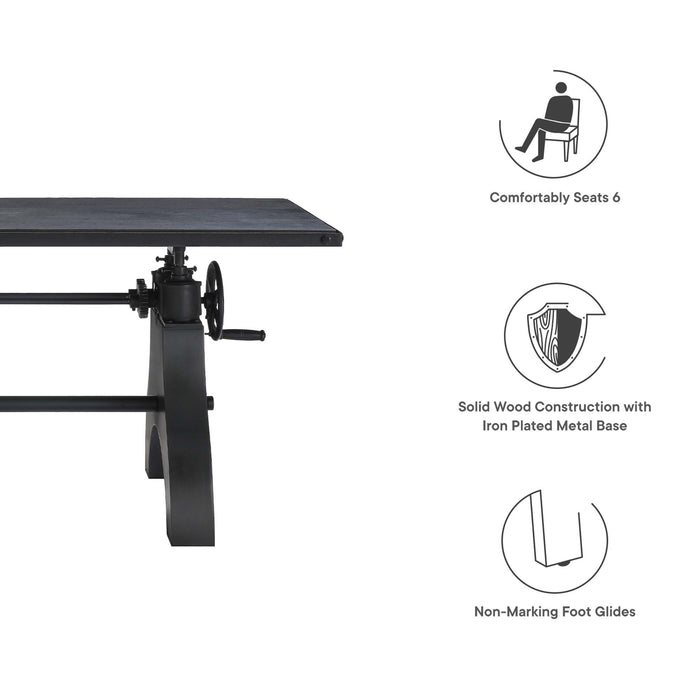 Genuine 60" Crank Adjustable Height Dining Table and Computer Desk