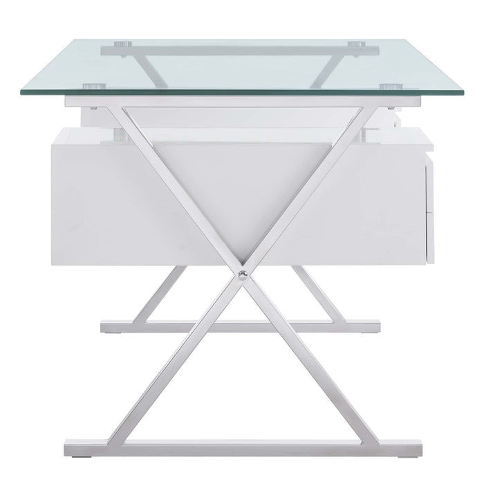 Sector 71" Glass Top Glass Office Desk