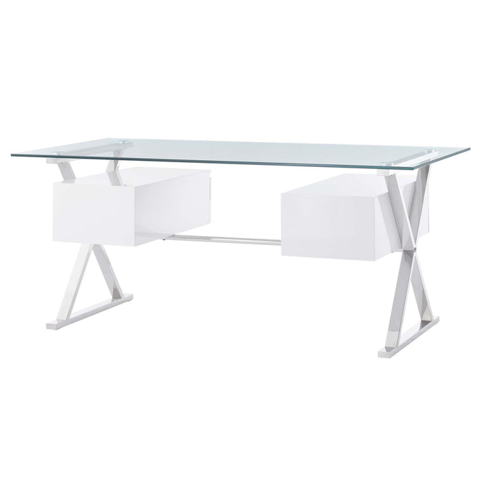 Sector 71" Glass Top Glass Office Desk