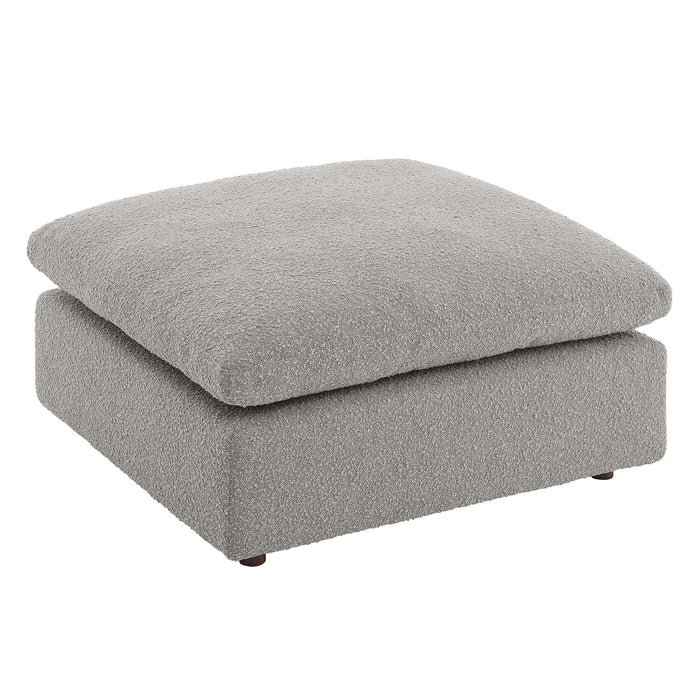 Commix Down Filled Overstuffed Boucle Fabric Ottoman