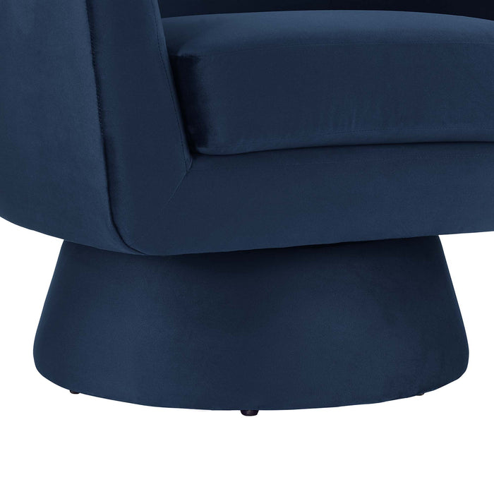 Astral Performance Velvet Fabric and Wood Swivel Chair