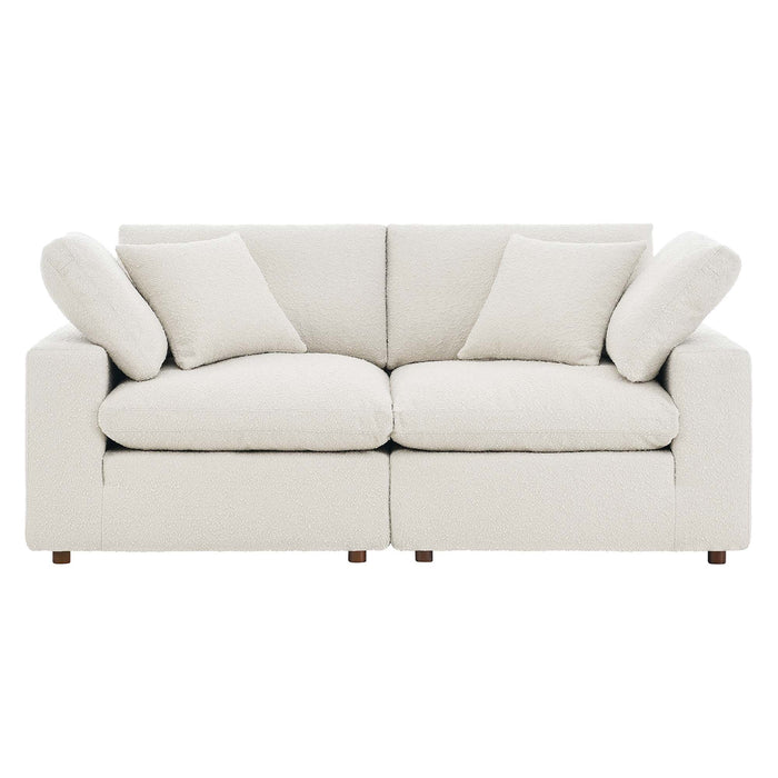 Commix Down Filled Overstuffed Boucle Fabric Loveseat