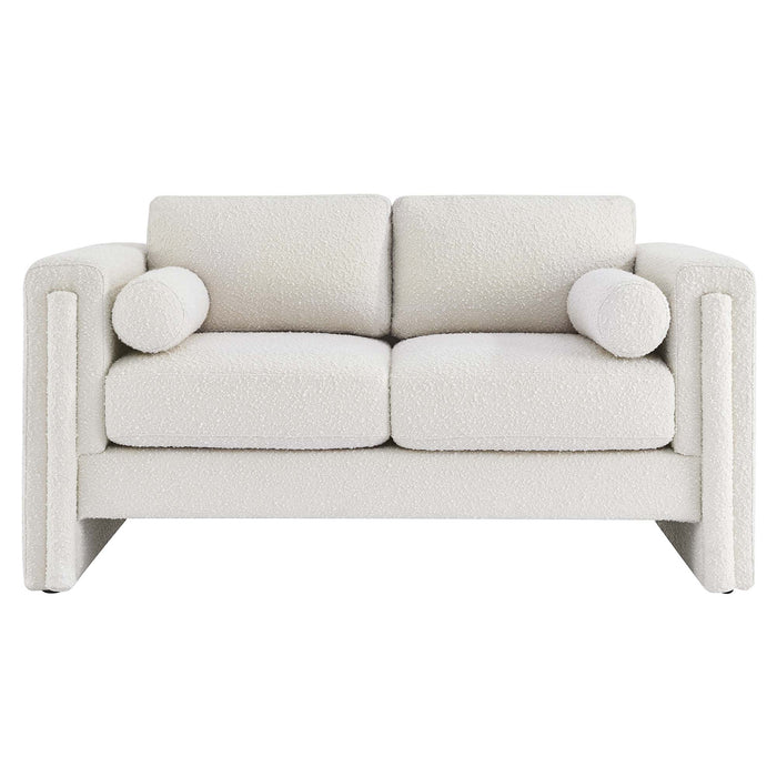 Visible Boucle Fabric Loveseat