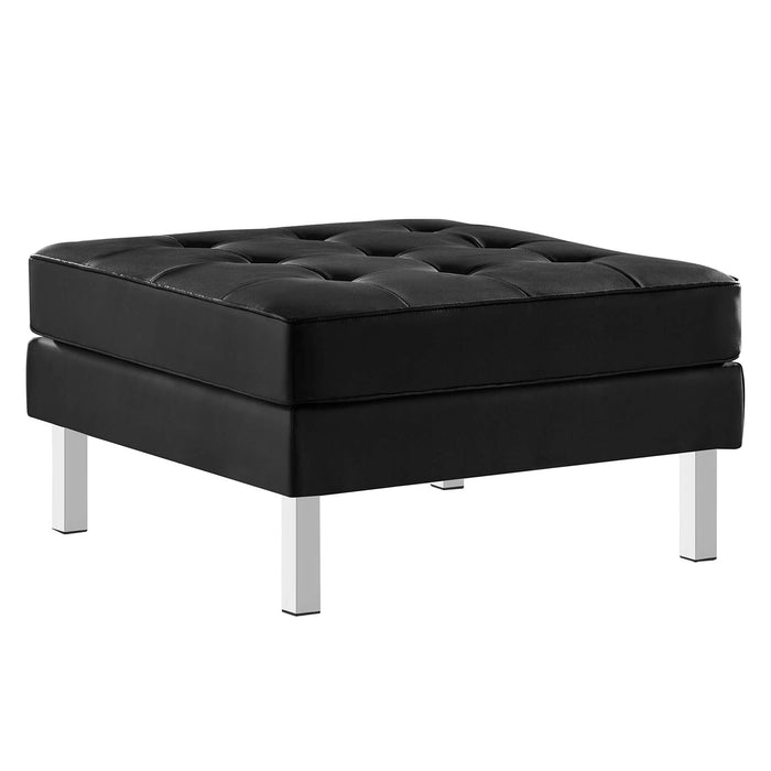 Loft Tufted Vegan Leather Sofa and Ottoman Set