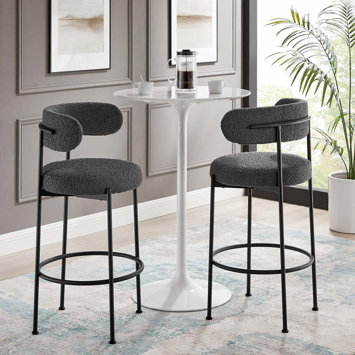 Albie Boucle Fabric Bar Stools - Set of 2