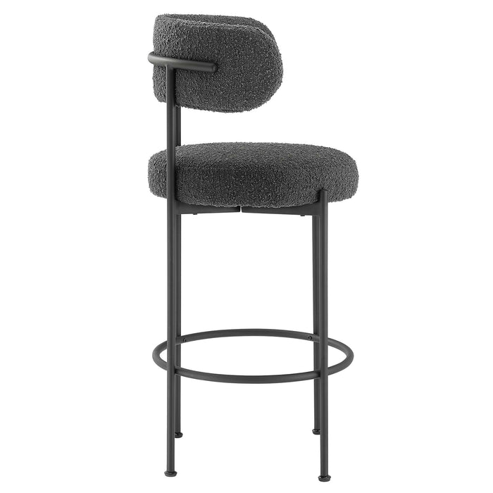 Albie Boucle Fabric Bar Stools - Set of 2