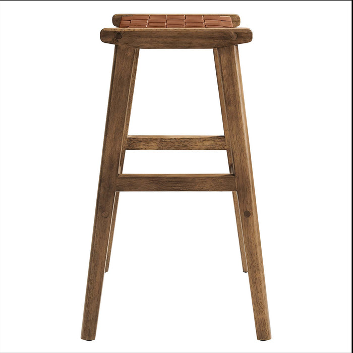 Saoirse Faux Leather Wood Bar Stool - Set of 2