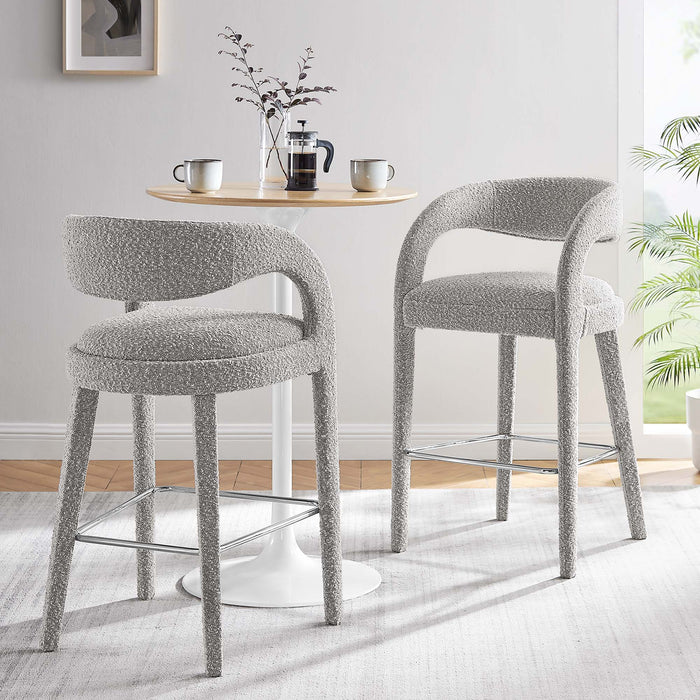 Pinnacle Boucle Upholstered Bar Stool Set of Two