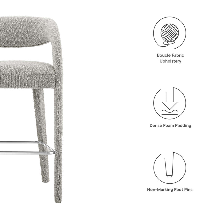 Pinnacle Boucle Upholstered Bar Stool Set of Two