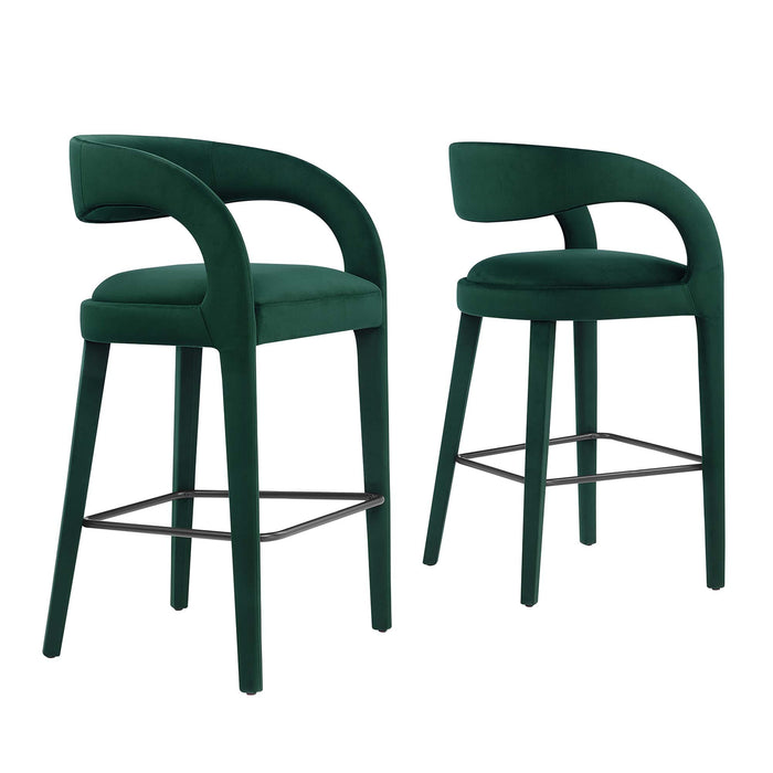 Pinnacle Performance Velvet Bar Stool Set of Two