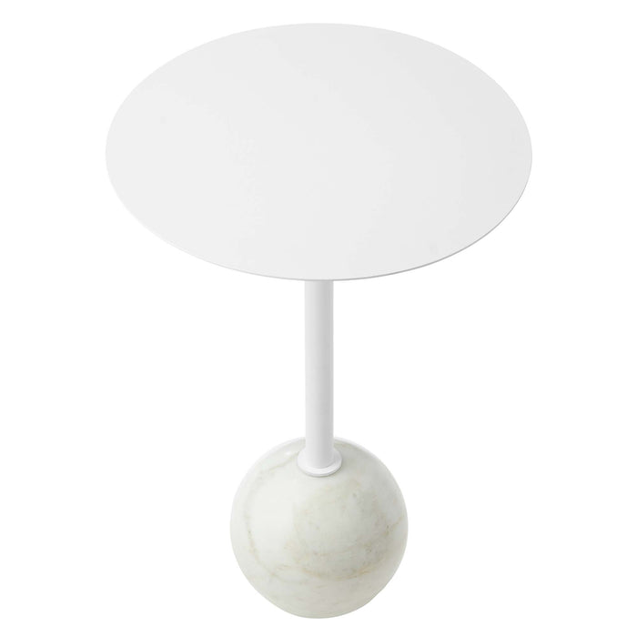 Aliza Round White Marble Side Table