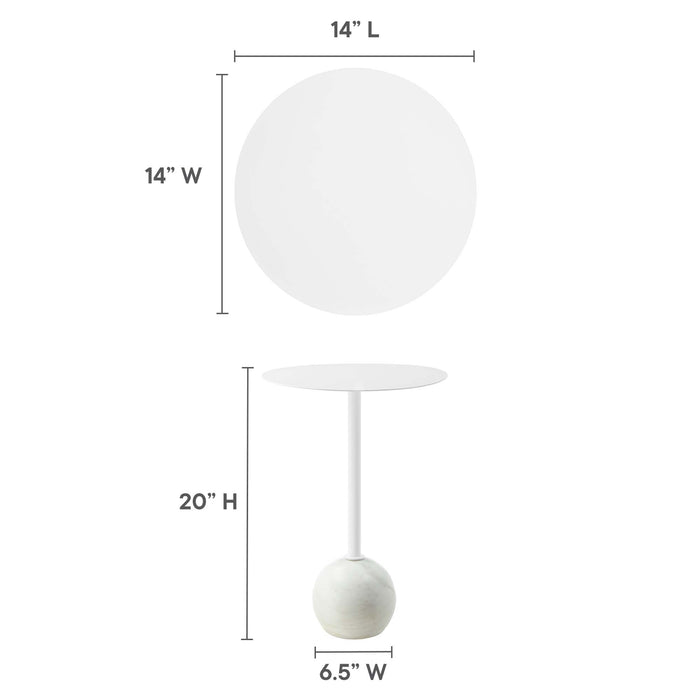 Aliza Round White Marble Side Table