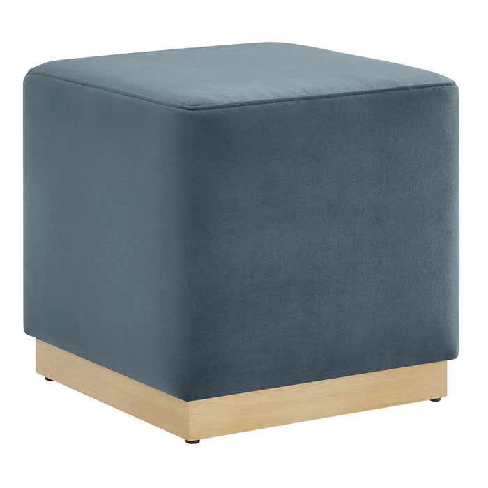 Tilden 17" Square Performance Velvet Upholstered Ottoman