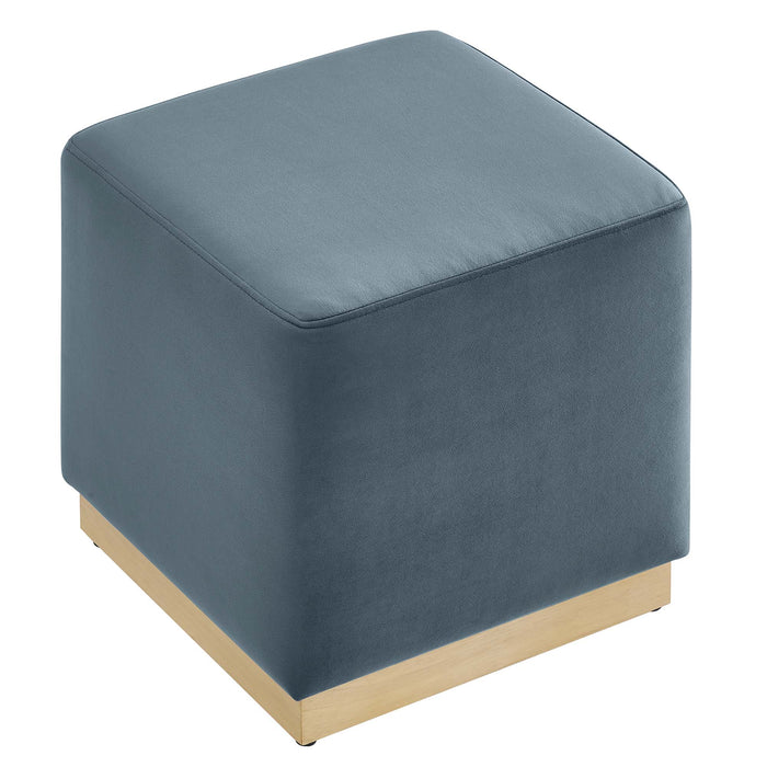 Tilden 17" Square Performance Velvet Upholstered Ottoman