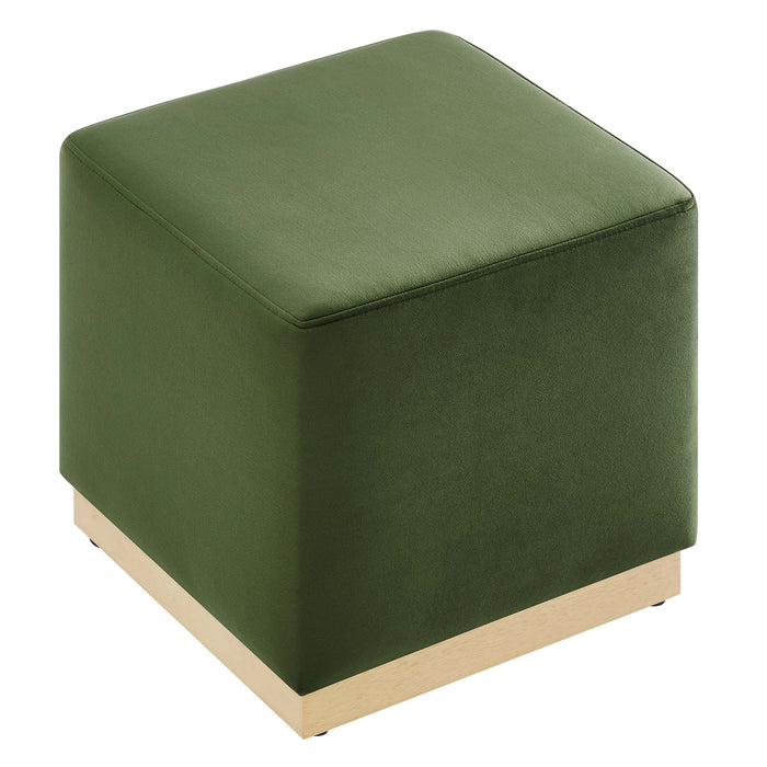 Tilden 17" Square Performance Velvet Upholstered Ottoman