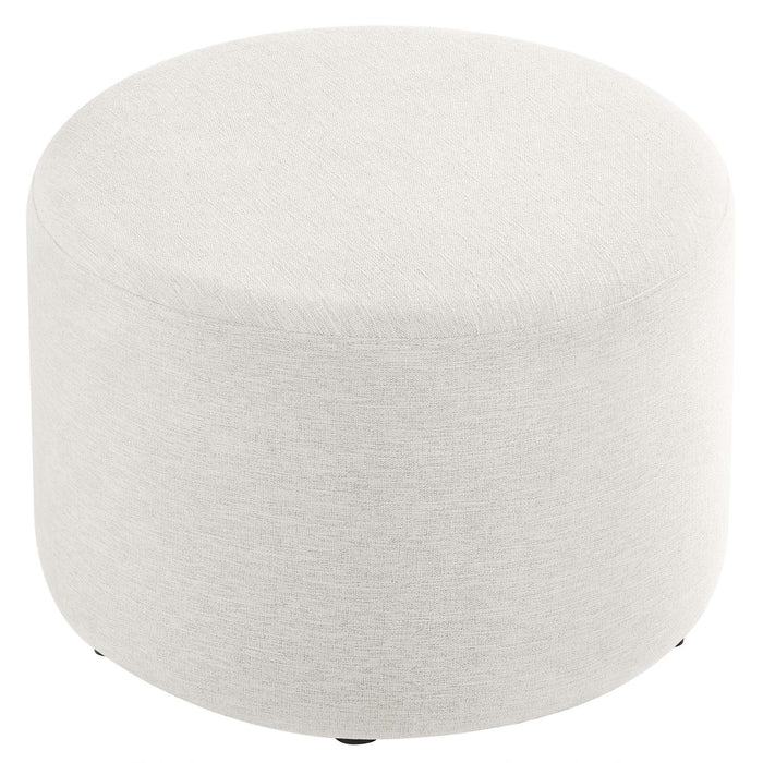 Callum Large 23" Round Woven Heathered Fabric Upholstered Ottoman