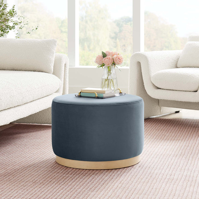 Tilden Large 23" Round Performance Velvet Upholstered Ottoman