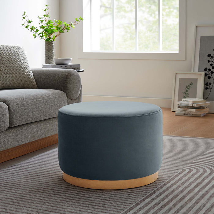 Tilden Large 23" Round Performance Velvet Upholstered Ottoman