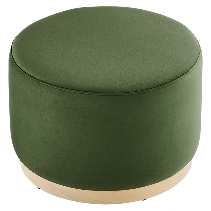 Tilden Large 23" Round Performance Velvet Upholstered Ottoman