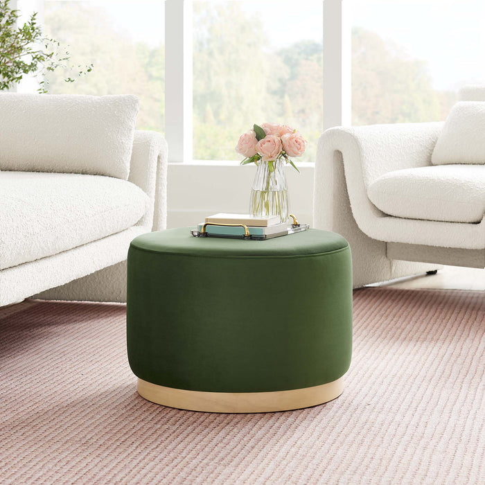 Tilden Large 23" Round Performance Velvet Upholstered Ottoman