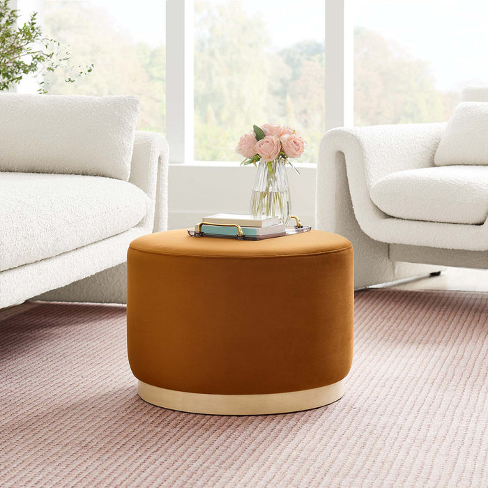 Tilden Large 23" Round Performance Velvet Upholstered Ottoman