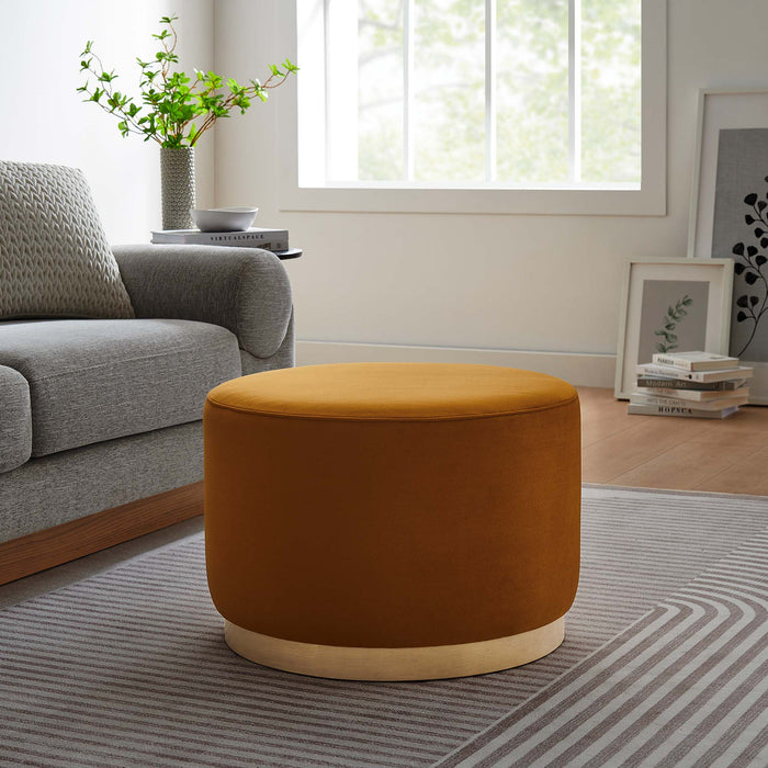 Tilden Large 23" Round Performance Velvet Upholstered Ottoman