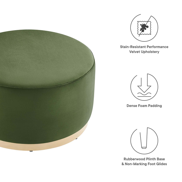 Tilden Large 29" Round Performance Velvet Upholstered Ottoman