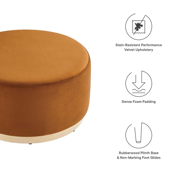 Tilden Large 29" Round Performance Velvet Upholstered Ottoman