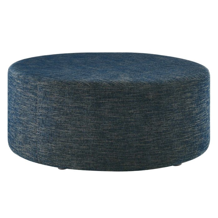 Callum Large 38" Round Woven Heathered Fabric Upholstered Ottoman