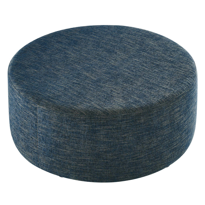 Callum Large 38" Round Woven Heathered Fabric Upholstered Ottoman