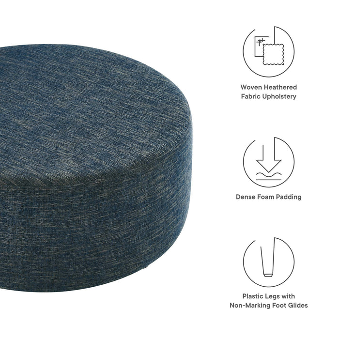 Callum Large 38" Round Woven Heathered Fabric Upholstered Ottoman