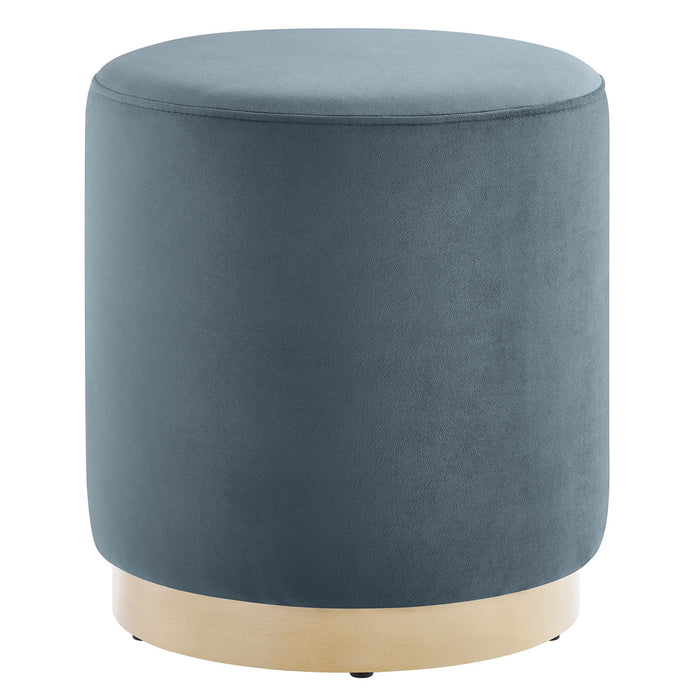 Tilden 16" Round Performance Velvet Upholstered Ottoman